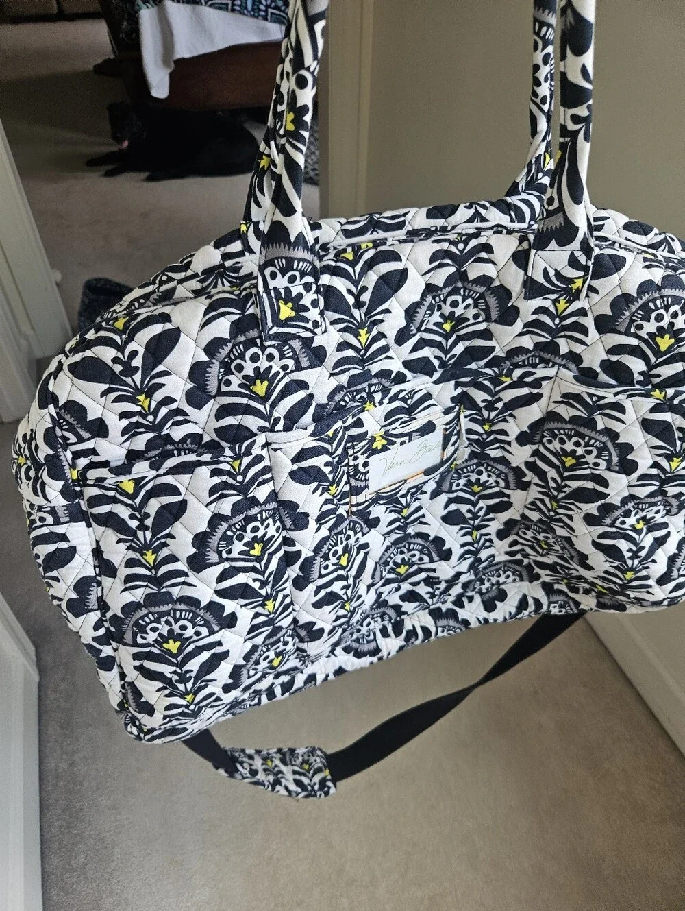 Vera Bradley Weekender Black & White Patterned Quilted Shoulder Bag